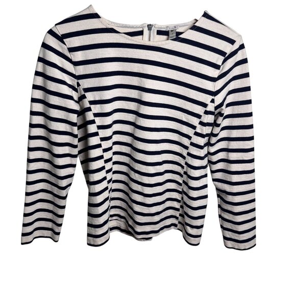 J.Crew Women's Side Seam Sailor Top, Striped Black & White, Cotton, Size M - Picture 1 of 5